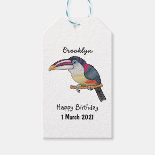 Bild av tecknad av rödspättad aracari presentetikett