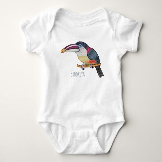 Bild av tecknad av rödspättad aracari t shirt (Framsida)