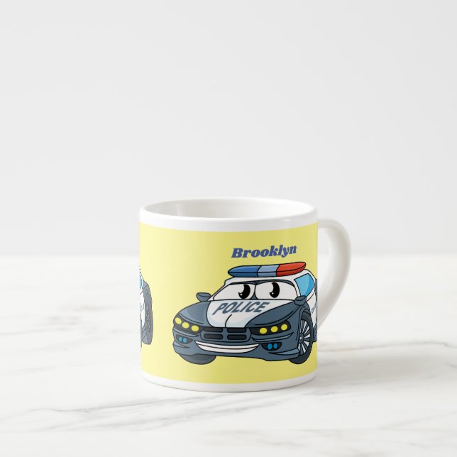 Bild av tecknaden för polisbilen Cute lycklig Espressomugg (Framsida höger)
