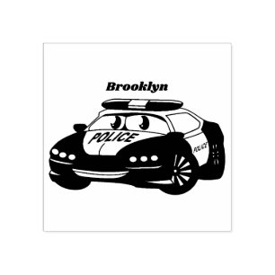 Bild av tecknaden för polisbilen Cute lycklig Stämpel