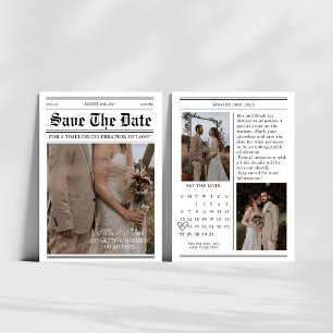 Bild av tidningen Calendar bröllop spara datum Inbjudningar