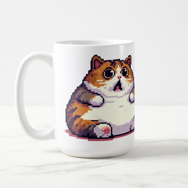 Bild av tjocken Katt för  av orange, pixelbild Kaffemugg (Vänster)