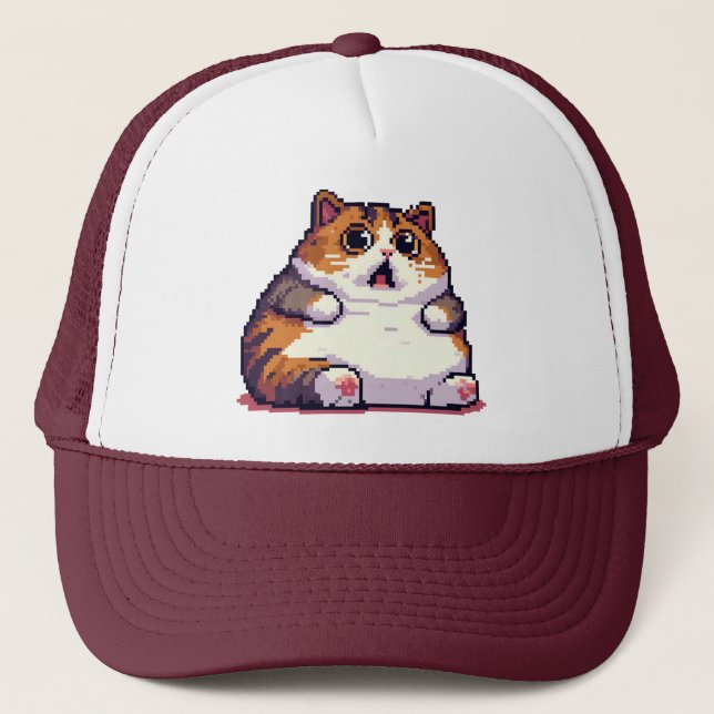 Bild av tjocken Katt för  av orange, pixelbild Keps (Framsida)