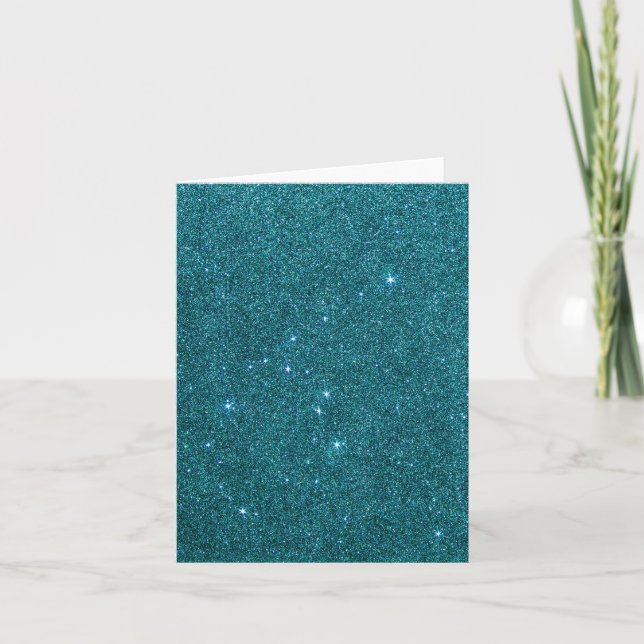 Bild av trendig teal glitter kort (Framsida)