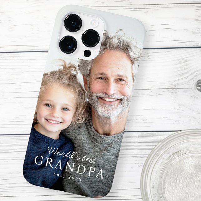 Bild av världens bästa morfar-morfar under det sen (World's best grandpa grandfather est year photo Case-Mate iPhone case)