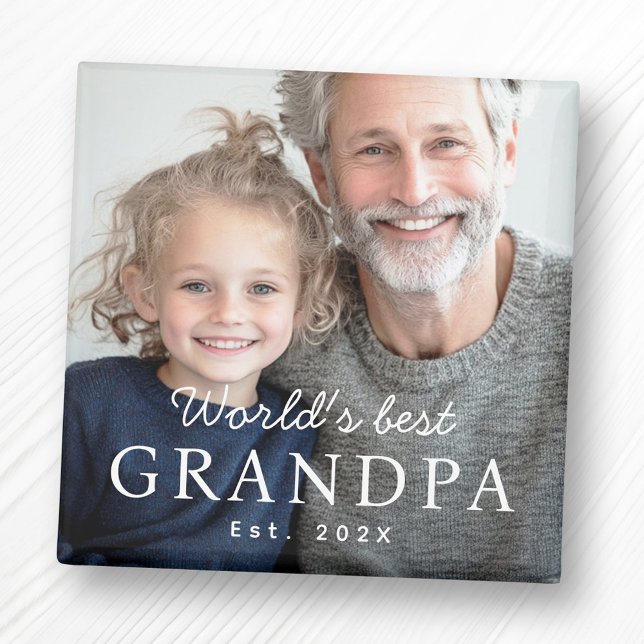Bild av världens bästa morfar-morfar under det sen magnet (World's best grandpa grandfather est year photo magnet)