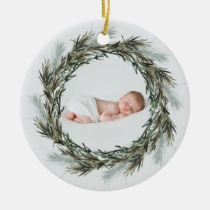 Bild av vattenfärg för meddelande om Christma-föds Julgransprydnad Keramik