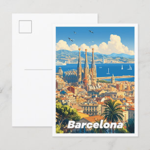Bild av Vintagen Barcelona Spain Art Travel Vykort