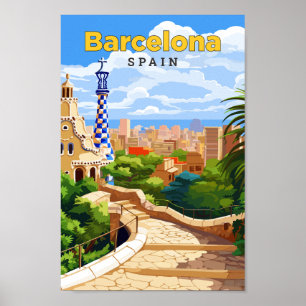 Bild av Vintagen Barcelona Spain Travel Art Poster
