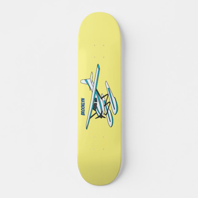 Bild av vit blåhavsruta mini skateboard bräda 18,5 cm (Framsida)