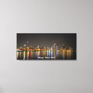 Bild Canvas Chicago Skyline Night Photo