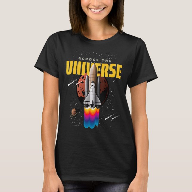 Bild D för coola Universe Space Shuttle T Shirt (Framsida)