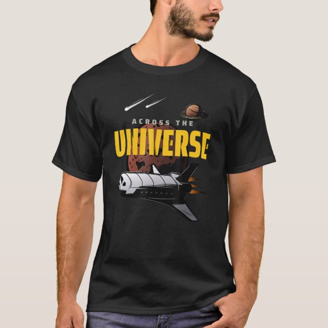 Bild D för coola Universe Space Shuttle T Shirt (Framsida)