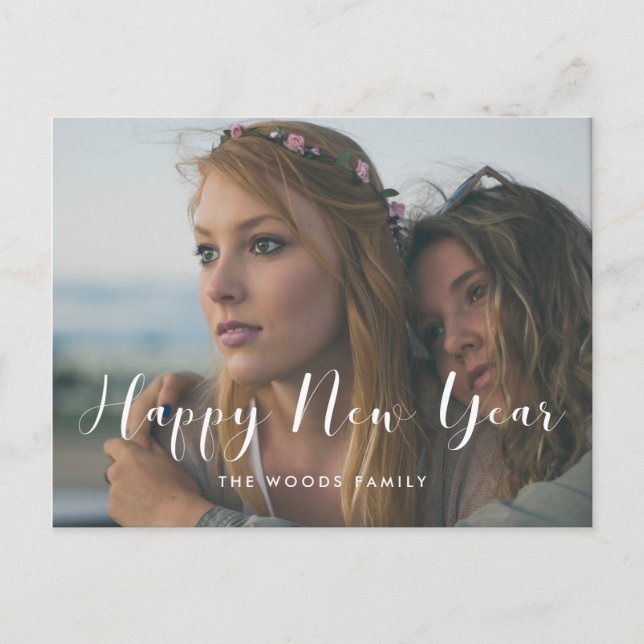 Bild för calligraphy Gott nytt år Helgdag elegant Vykort (Framsida)