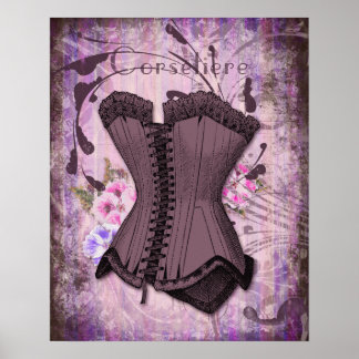 Bild för Corsetiere II Antique Corset-illustration Poster