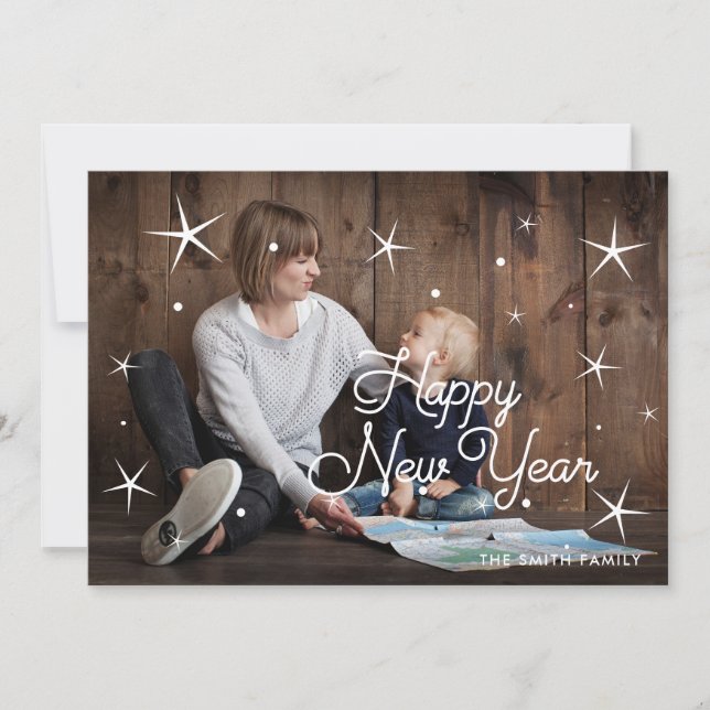 Bild för den klassiska familjen gott nytt år julkort (Framsida)