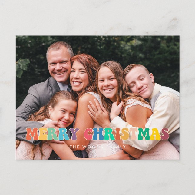 Bild för familjen Retro 60 s Hippie Roligt God jul Vykort (Framsida)