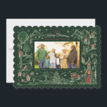 Bild för Grönten Lilla Town Winter Scene Julkort<br><div class="desc">Ursprungligen illustrerade ram i vit kontur av en snöby på natten med stora fullt och stjärnor. Av Becky Nimoy</div>