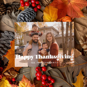 Bild för Klassiskt Happy thanksgiving-familj Julkort