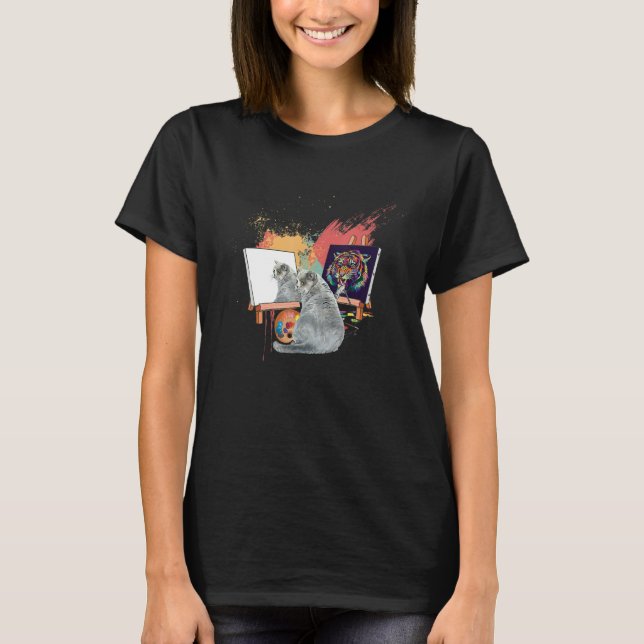 Bild för målning av Lejona konstnärliga djur T Shirt (Framsida)