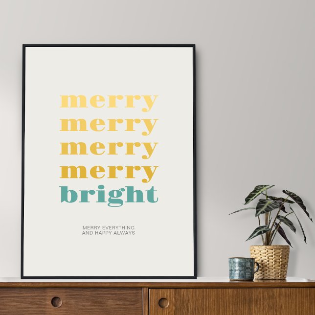 Bild för merry och Bright Minimalist Teal Helgdag Poster (Skapare uppladdad)