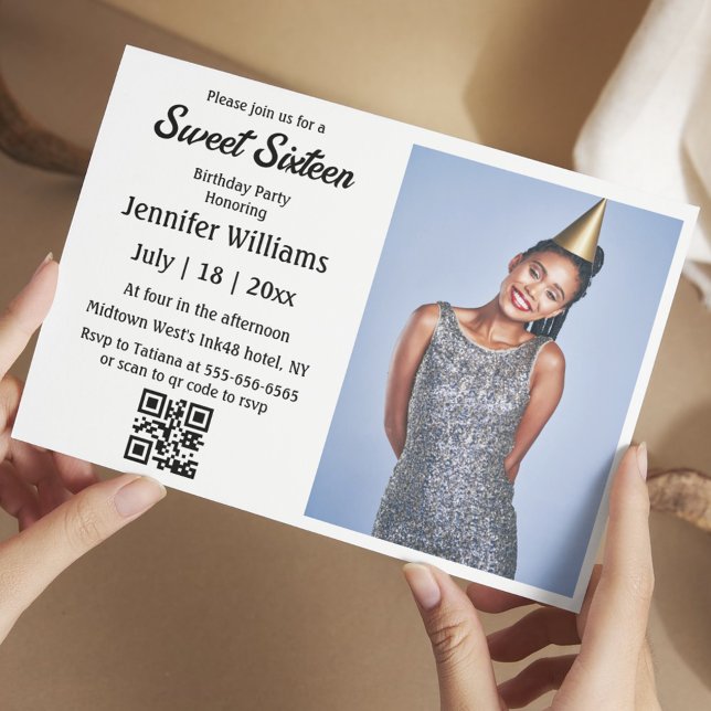 Bild för minsta sweet sixteen qr-kod för chic inbjudningar (Skapare uppladdad)