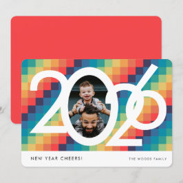 Bild för Retro Square mönster 2026 - nyår Julkort