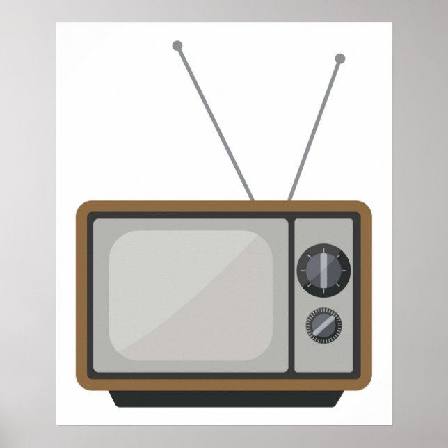 Bild för Retro Television Set Illustration TV-graf Poster (Framsidan)