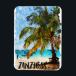 Bild för Tropical Beach Travel Afrika Zanzibar Magnet<br><div class="desc">Vackra Zanzibar-konst och souvenir från öster african Tansania land. Det visar handflatan träd och ett tropiskt strandlandskap. Underbar presentidé för din familj och dina kära.</div>