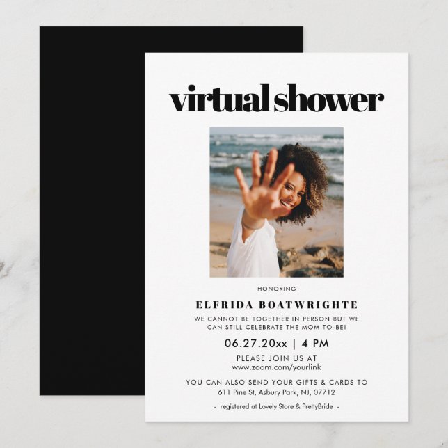 Bild för Virtuell möhippa för chic av elegant Inbjudningar (Fram/baksida)