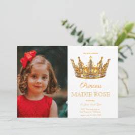 Bild Guld Prinsessa Krona Sagolikt Födelsedag Inbjudningar