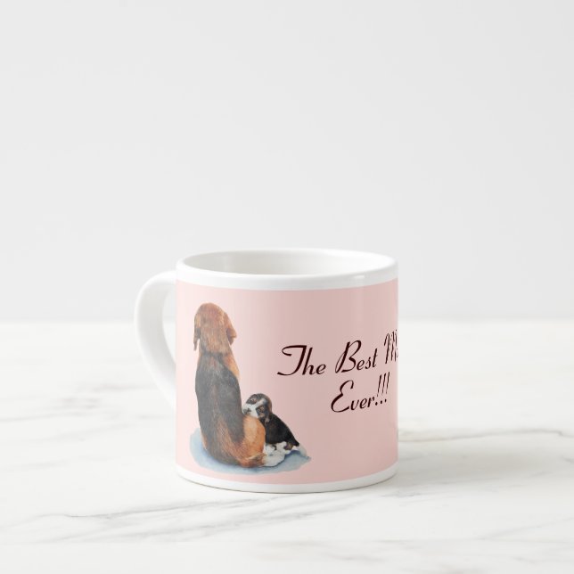 bild i den söta beagle marionettkuddling mamma hun espressomugg (Framsida vänster)