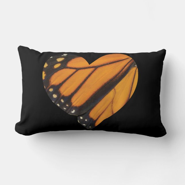 Bild i Hjärtformade Monarch Butterfly Vingar Lumbarkudde (Framsida)