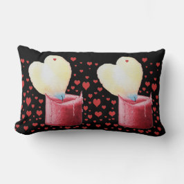 bild i ljus med flamform som hjärta lumbarkudde