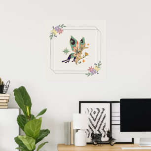 Bild, illustration av Beige Butterfly Poster
