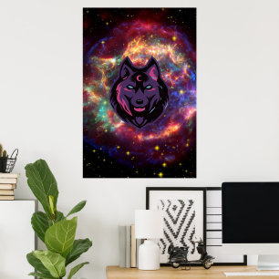 Bild, illustration av Lila Cosmic Varg Poster