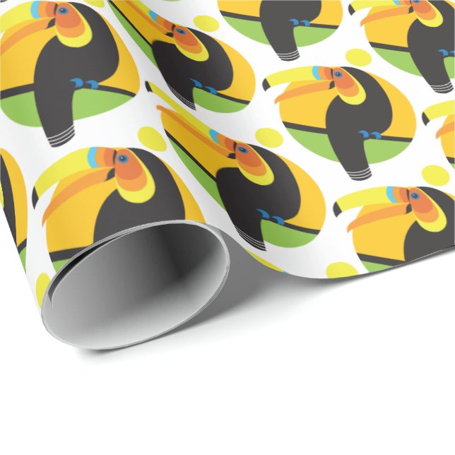 Bild Illustration Toucan Tropical Birds Presentpapper (Rullad Hörn)