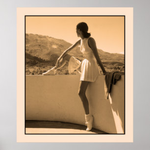 Bild, kvinna i tennisutrustning poster