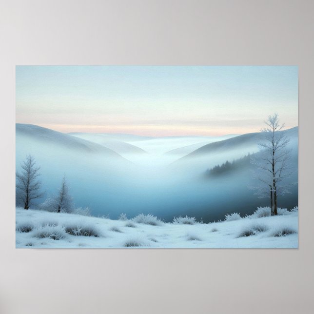 Bild - liggande berg Vinter Nature Art Poster (Framsidan)