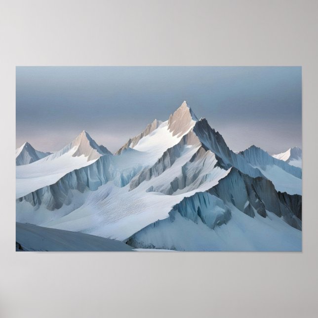 Bild - liggande berg Vinter Nature Art Poster (Framsidan)