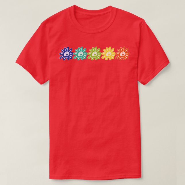 Bild med fem blommiga Höger T Shirt (Design framsida)