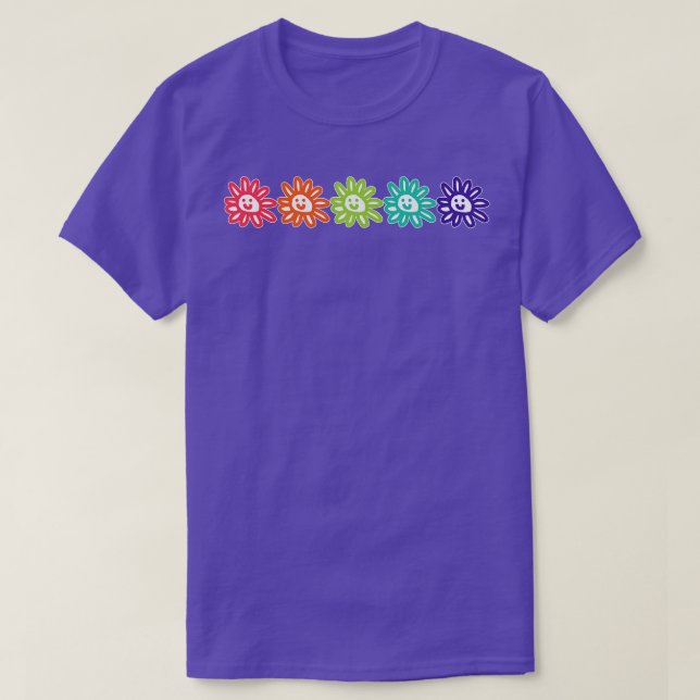 Bild med fem Daisy Flowers Smiley face T Shirt (Design framsida)