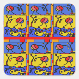 Bild med fiskmodern konst fyrkantigt klistermärke