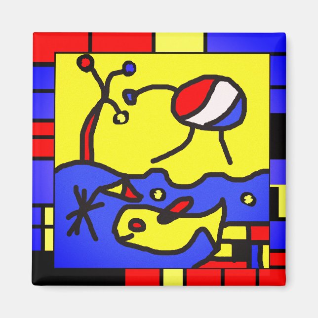 Bild med fiskmodern konst magnet (Framsidan)