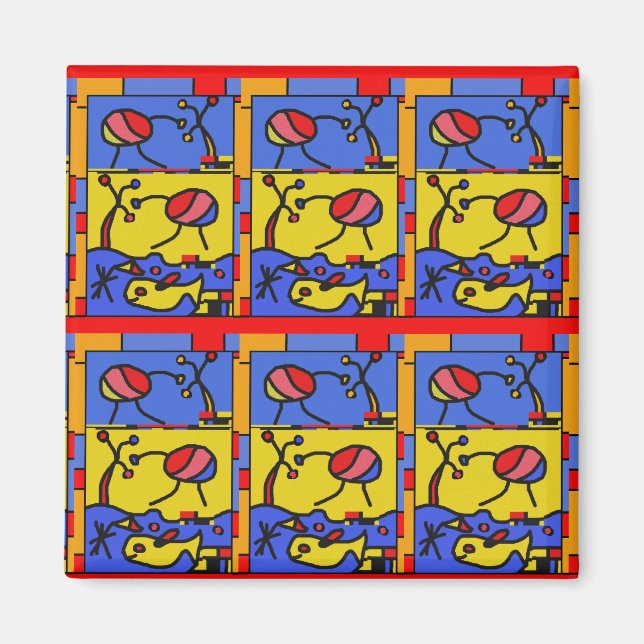 Bild med fiskmodern konst magnet (Framsidan)