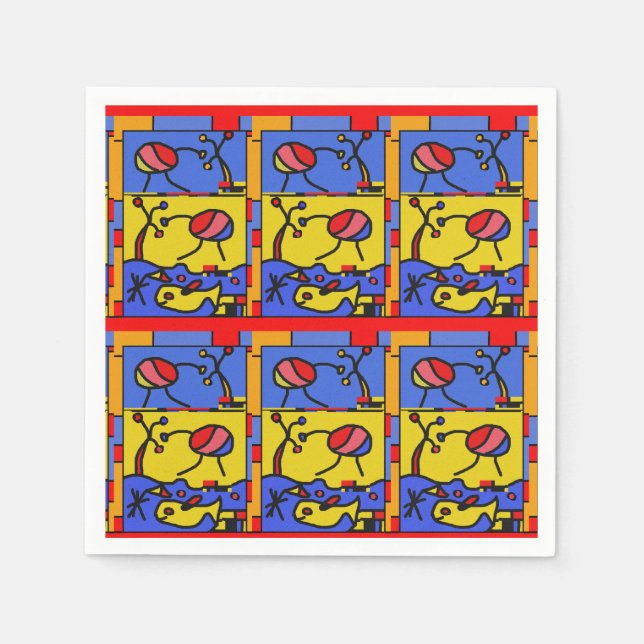 Bild med fiskmodern konst pappersservett (Framsidan)