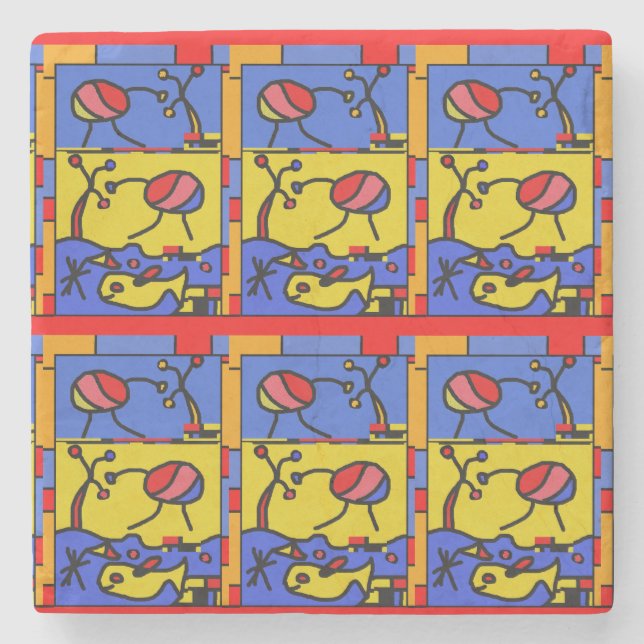 Bild med fiskmodern konst stenunderlägg (Framsidan)