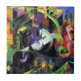 Bild med nötkreatur av Franz Marc, Vintage konst Kakelplatta