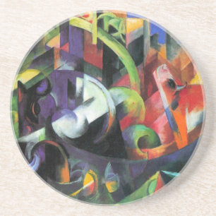 Bild med nötkreatur av Franz Marc, Vintage konst Underlägg Sandsten