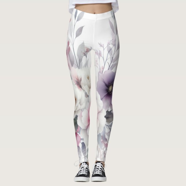 bild med pastellfärgskorgen för vattenfärgsgrafik  leggings (Framsida)